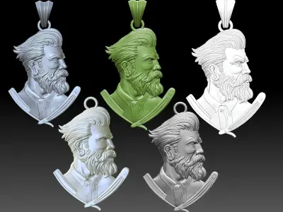 Barbershop  scissor Pendant  jewelry gold necklace Silver 3D print model