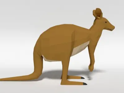 Low Poly Cartoon Kangaroo Low-poly 3D model purchase