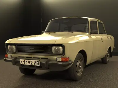 Retro Sedan AZLK 2140 Moskvitch Low-poly 3D model