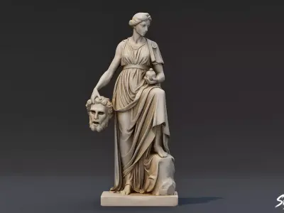Melpomene Statue Low-poly 3D model