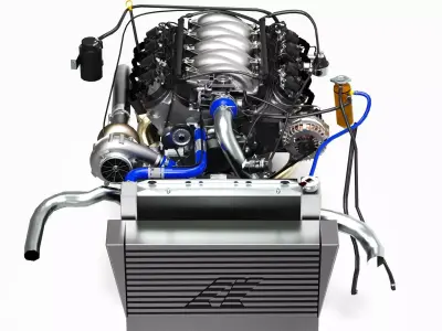 Chevy LS V8 Turbocharged Low-poly 3D model