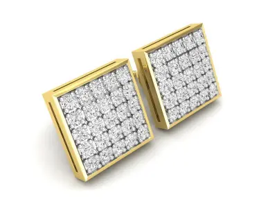 AV 493 Diamond Square Men Hip Hop Iced Stud Earrings 3D print model