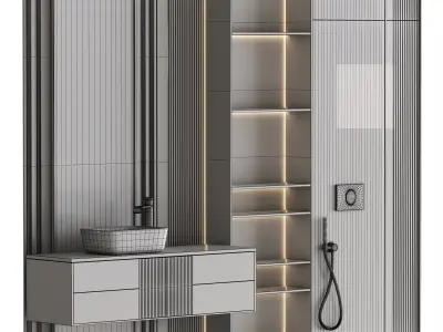 Bathroom furniture N054 in Neoclassic and Modern style Low-poly 3D model