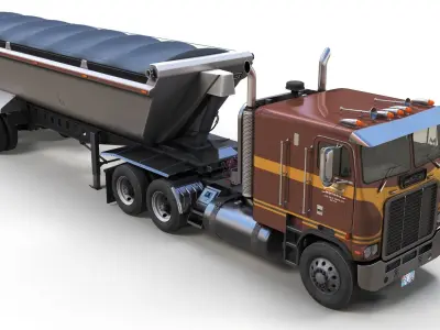 Freightliner Powerliner dump trailer Low-poly 3D model