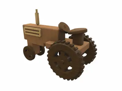Wooden tractor toy 5 Free 3D model