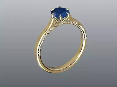 solitair ring 3D print model 5