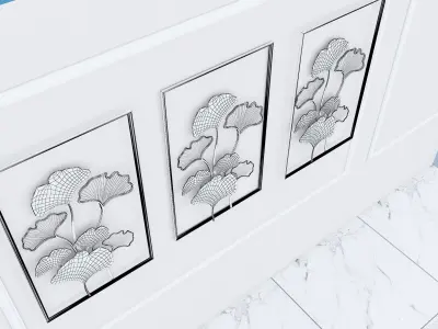 Decorative plants with gold stainless  m12 3D model