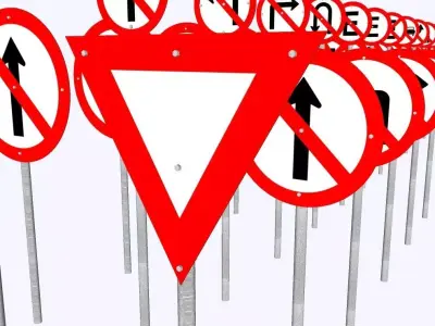 Traffic Regulation Signs - Complete 3D Library - 489 Models 3D model