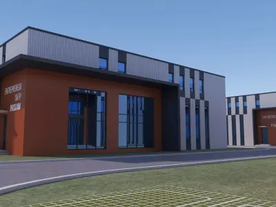 Industrial Building Factory 14 Low-poly 3D model