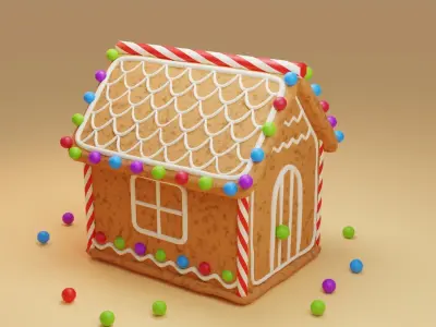 Ginger Bread House Low-poly 3D model