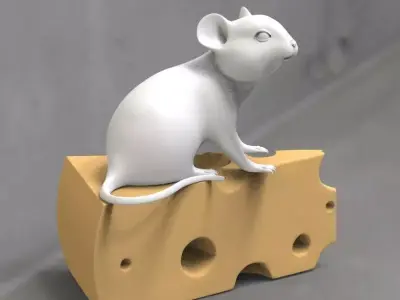 mouse on piece of cheese 3D model