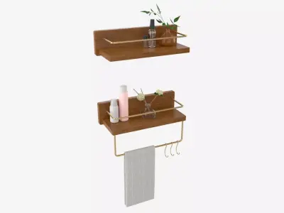 Wood American Style Bathroom Shelf 3D model