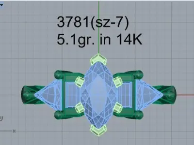 Marquise Diamond Ring 3781 3D print model