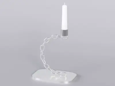 Alphabet C Silver Chain Candleholder 3D Model True 4K PBR Render Low-poly 3D model