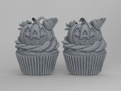 hallowen pumpkin cupcake decor  3D print model