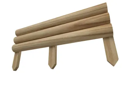 Wooden garden border Low-poly 3D model