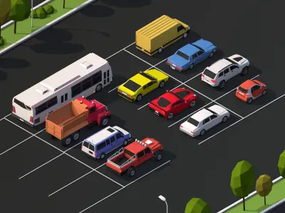 Cartoon Low Poly City Cars Pack Low-poly 3D model