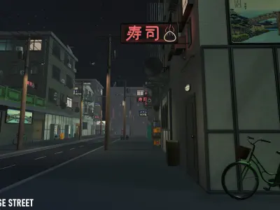 Japanese Street - modular city Low-poly 3D model