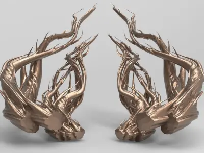 Celtic Carved ivy horn collection  Low-poly 3D model