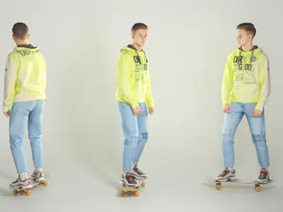 Guy on skateboard 291 Low-poly 3D model