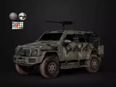 Military Car Truck Vehicle Game Ready Low-poly 3D model