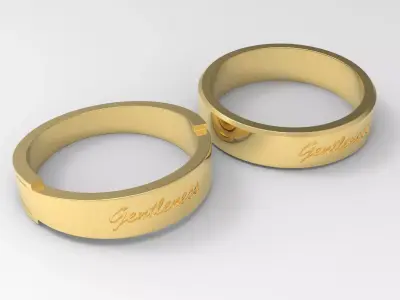 Gentleness Couple Ring Gold 3D print model