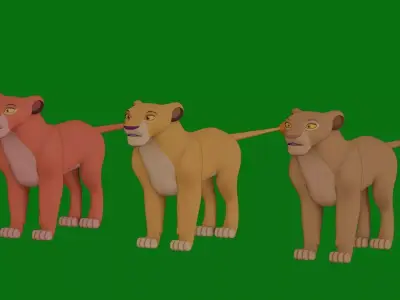 New Lioness Lion King Low-poly 3D model