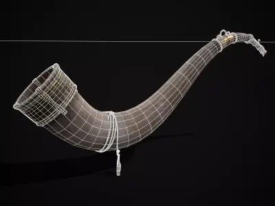 Vintage War Horn Low-poly 3D model
