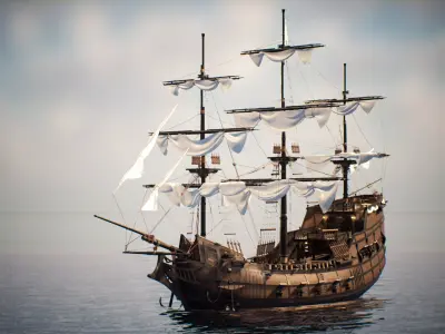 Galeon Ship low-poly Game-ready Low-poly 3D model