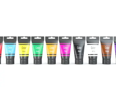 Acrylic Paint Pot Colors 3D model