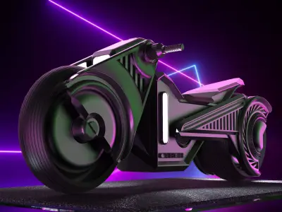  Cyberpunk Themed Futuristic Motorcycle Concept 3D model