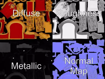 Ornate Royal Throne model pack Low-poly 3D model