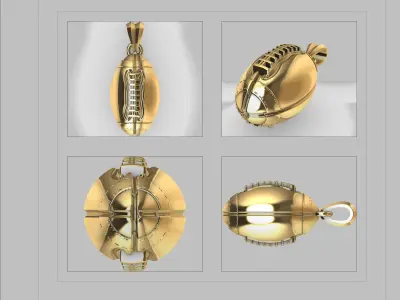 American Football Ball  Sport Game Fan Charm Pendant Necklace 3D print model