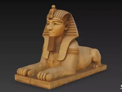 Egyptian Pharaoh Sphinx Statue Low-poly 3D model
