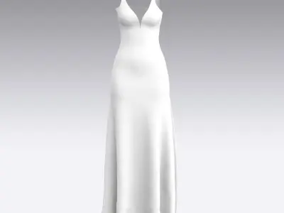 dress white wedding dress modern look Low-poly 3D model