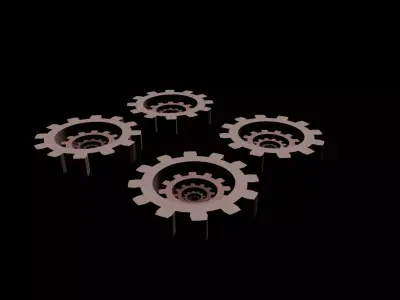 Quadruple printable cogs 3D print model