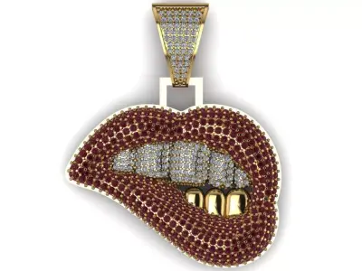 Biting lips pendant  3D print model