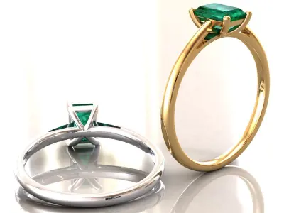 Emerald Cut Engagement Ring 6x4 3D print model