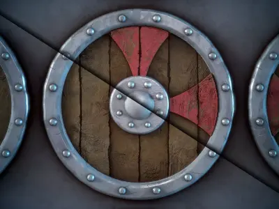 Viking Shield Sylized - Vol 01 - SBsar - Maps 3D model