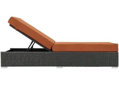 Long Reclining Single Chaise Sunbrella with Cushions 3D model