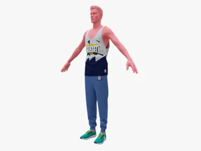 Sportswear man in tank top and pants Low-poly 3D model