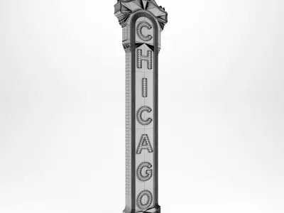 Chicago Theater Sign Vertical 3D model