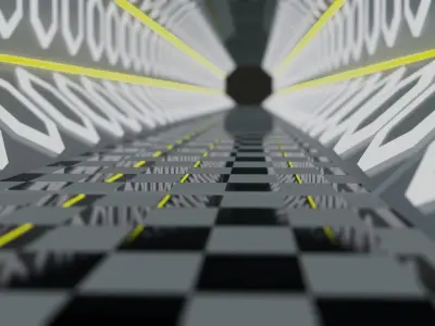 Hall Way - Empty Room - PBR 3D model Low-poly 3D model