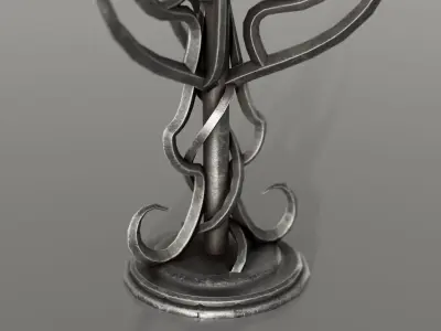 Two detailed game ready gothic-elvish candlesticks Low-poly 3D model