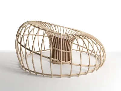 Wood seat Low-poly 3D model