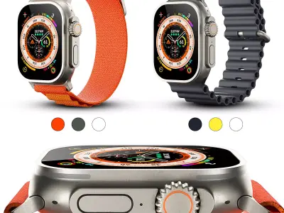 Apple Watch Ultra With Ocean Band and Alpine Loop 3D model
