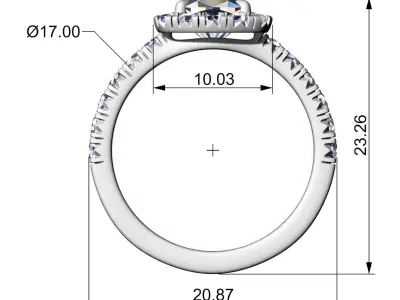 Elegant Cushion Halo Diamond Engagement  Ring 3D Print Model 3D print model