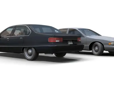 90s generic sedan Low-poly 3D model
