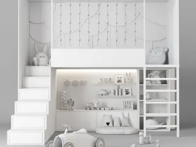 children funiture and toys 3D model