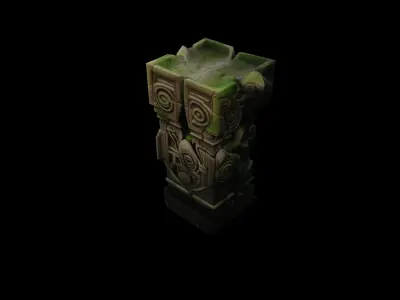 Ancient Broken Stone Column Fragment 3D model